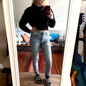 Women's Light Blue Distressed Jeans